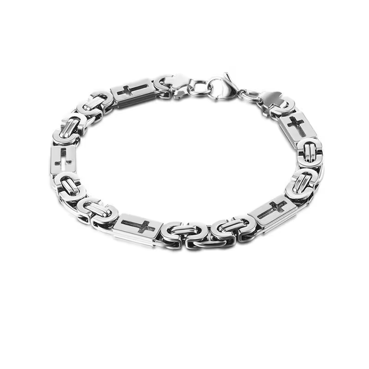 Pulseira Dourada Larga com Corrente Bizantina