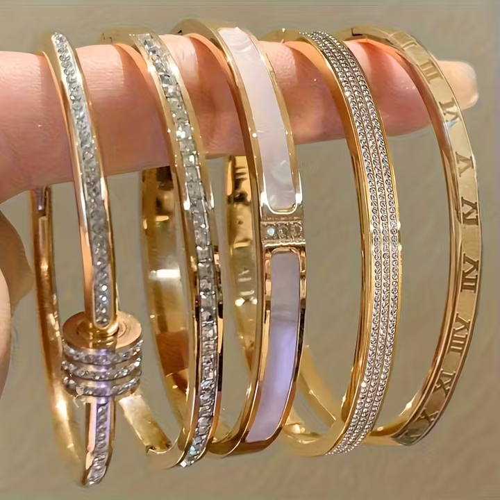 Conjunto de Pulseiras Douradas Radiantes