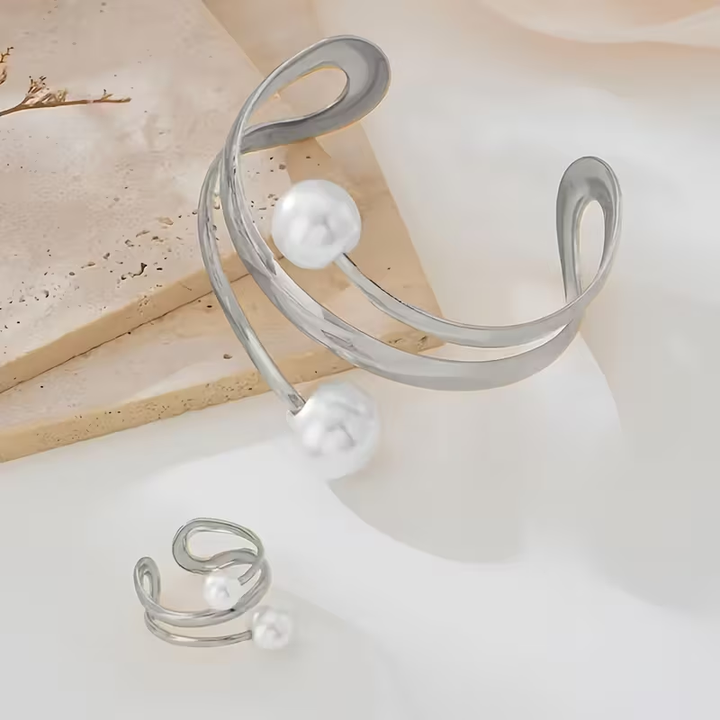 Conjunto de Pérolas Dourado de Luxo