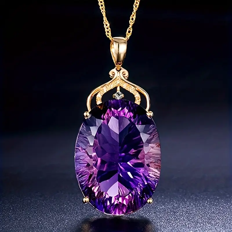 Colar Vintage com Cristal Roxo