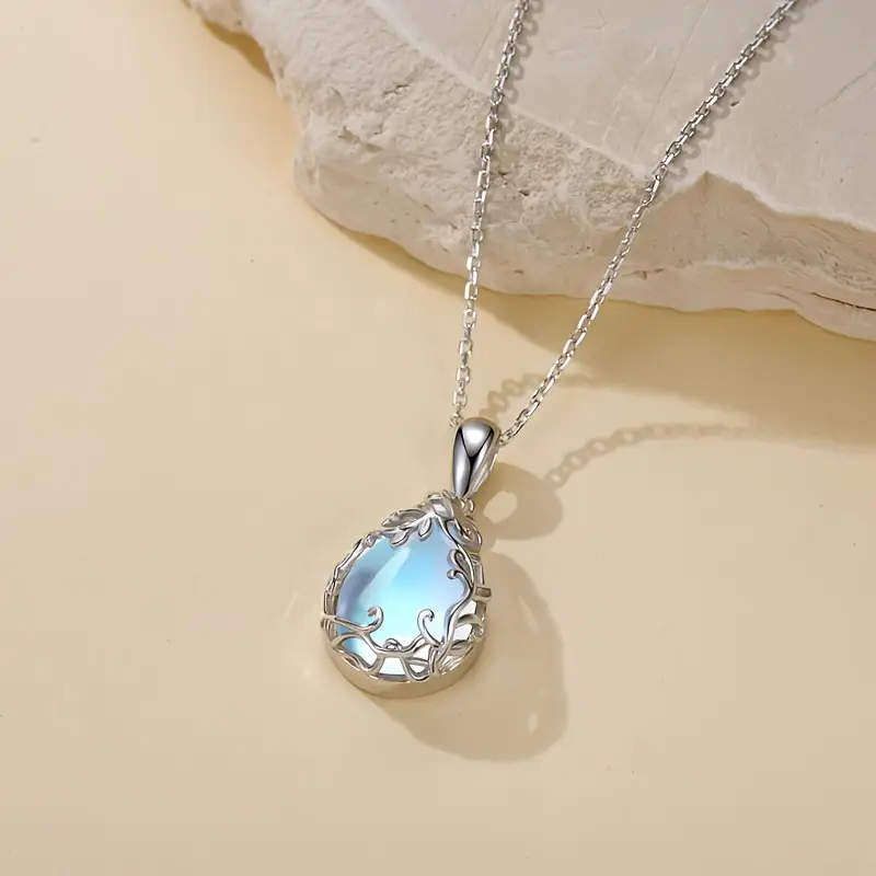 Colar Vintage com Gota de Cristal Branca e Azul
