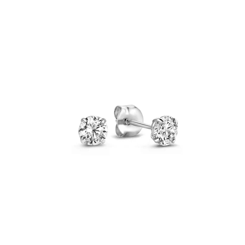 Conjunto de Brincos Dara Brillane com Pedras | Ouro Branco