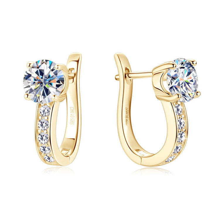 Argolas Huggie com Moissanite | Ouro Branco