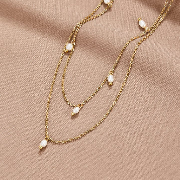 Colar em Camadas Kay com Gota de Pérola