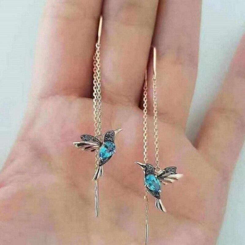 Brincos com Colibri em Esmalte e Zircónias