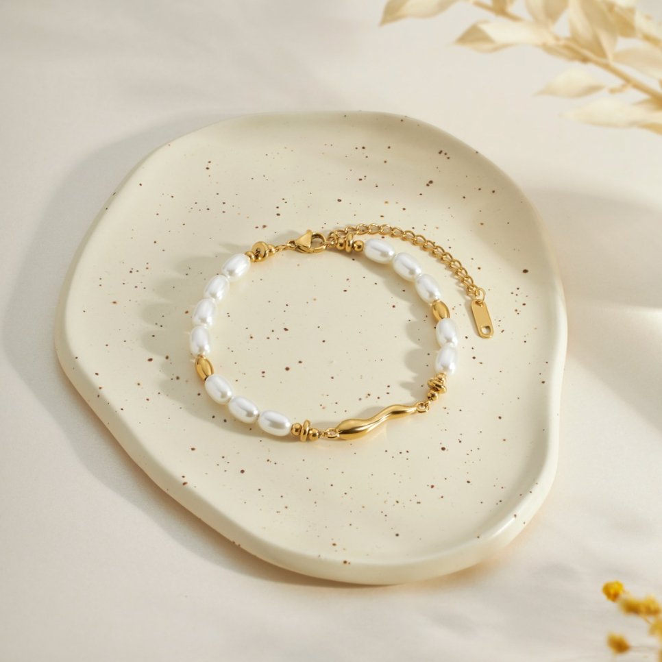 Pulseira Lov de Pérolas de Água Doce