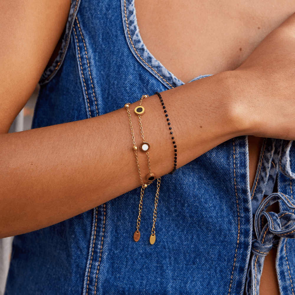 Pulseira de Ónix e Pedra Branca
