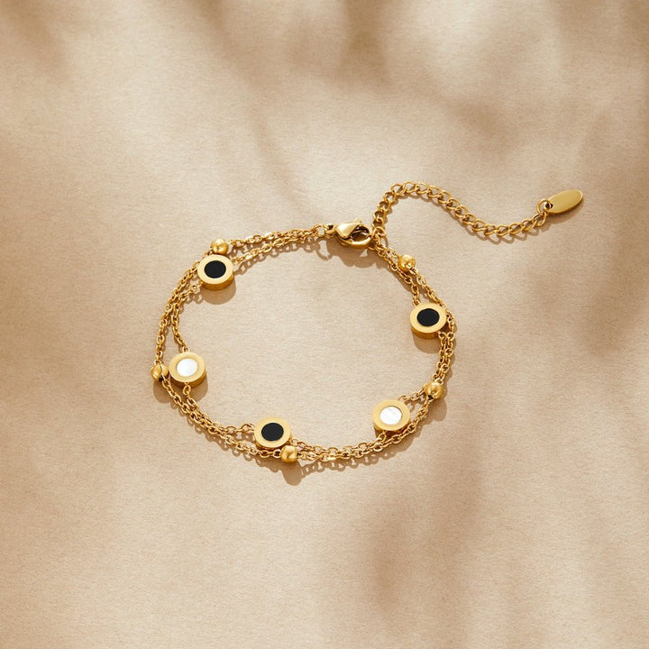 Pulseira de Ónix e Pedra Branca
