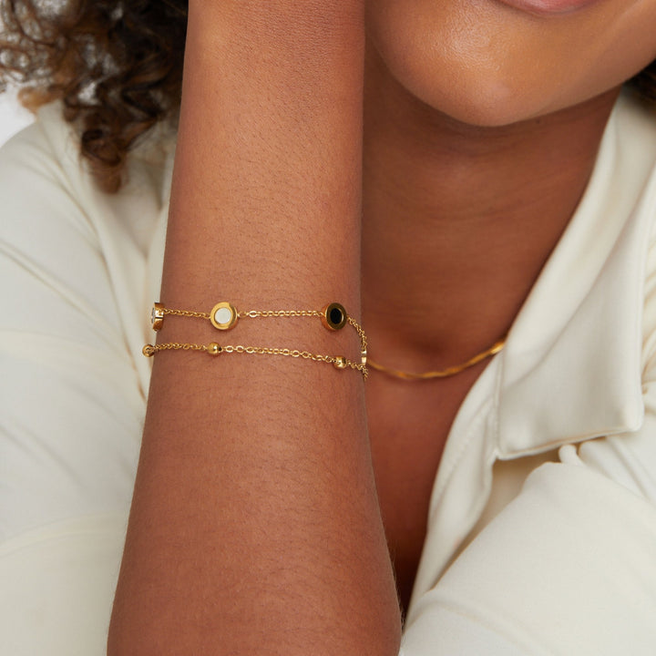Pulseira de Ónix e Pedra Branca