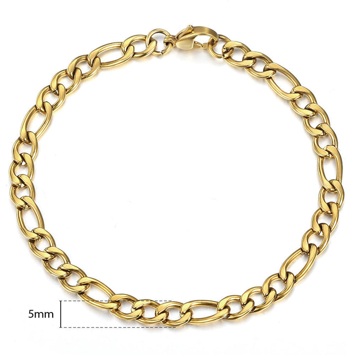 Pulseira com Corrente Figaro, Banhada a Ouro 14K