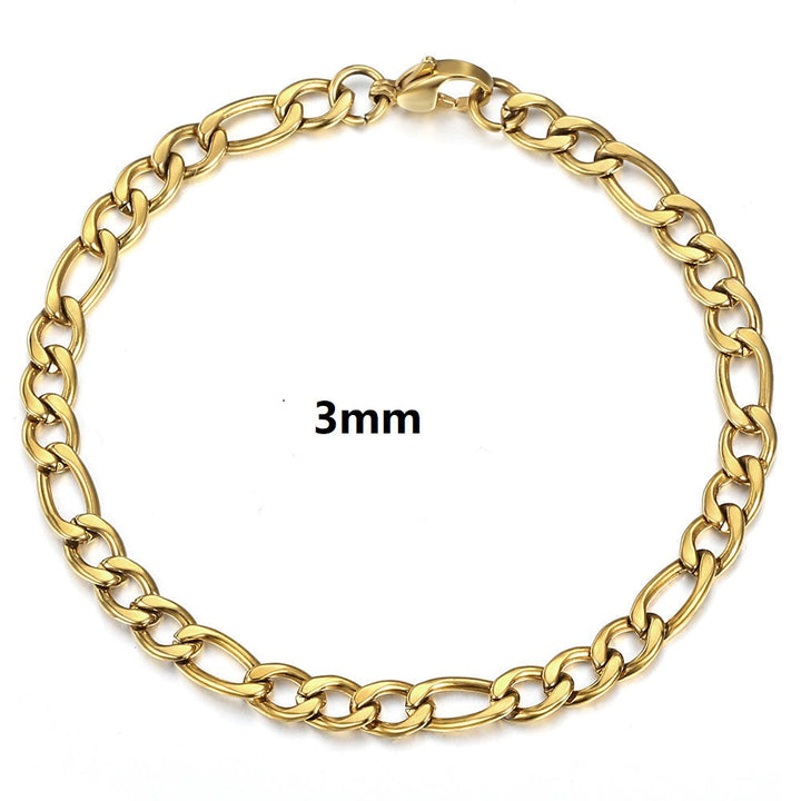Pulseira com Corrente Figaro, Banhada a Ouro 14K