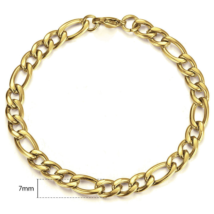 Pulseira com Corrente Figaro, Banhada a Ouro 14K