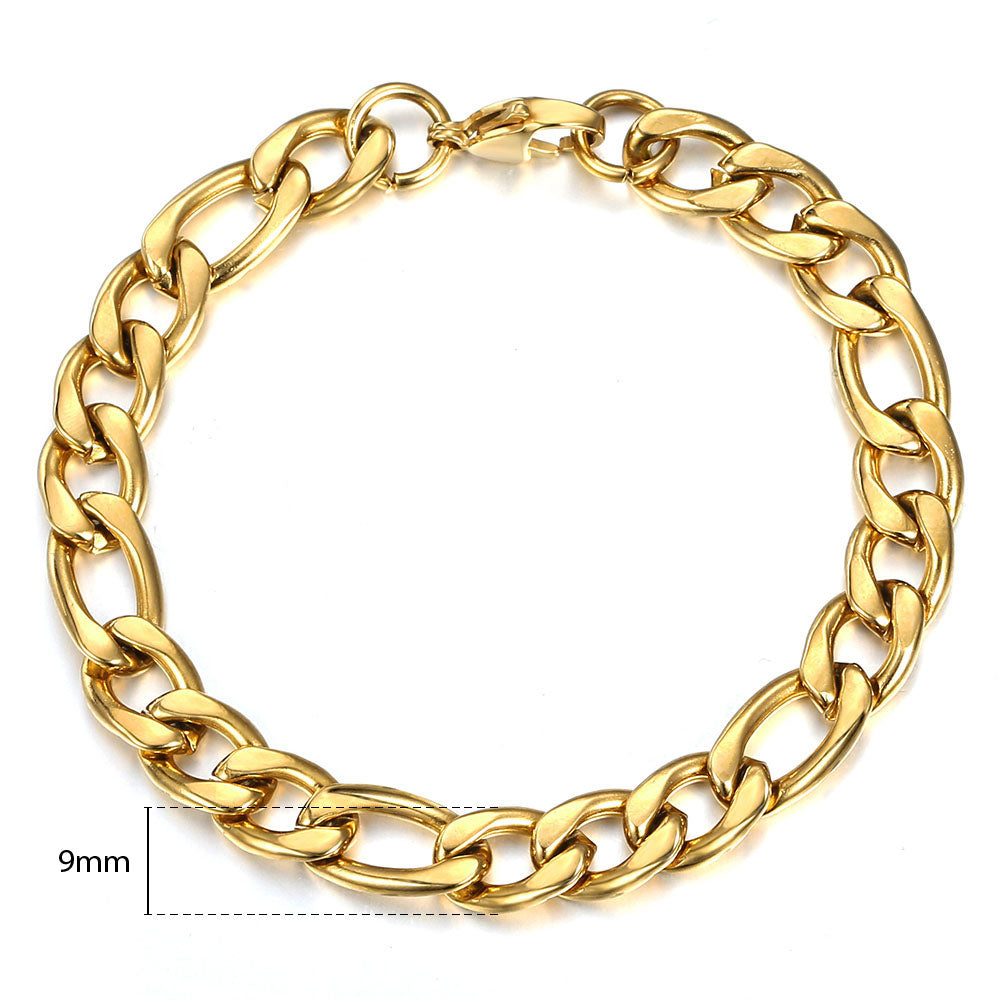 Pulseira com Corrente Figaro, Banhada a Ouro 14K