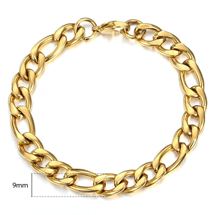 Pulseira com Corrente Figaro, Banhada a Ouro 14K