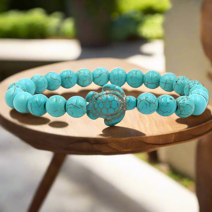 Pulseiras Únicas de Contas Naturais com Tartaruga
