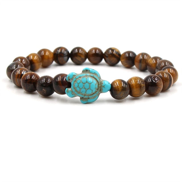 Pulseiras Únicas de Contas Naturais com Tartaruga