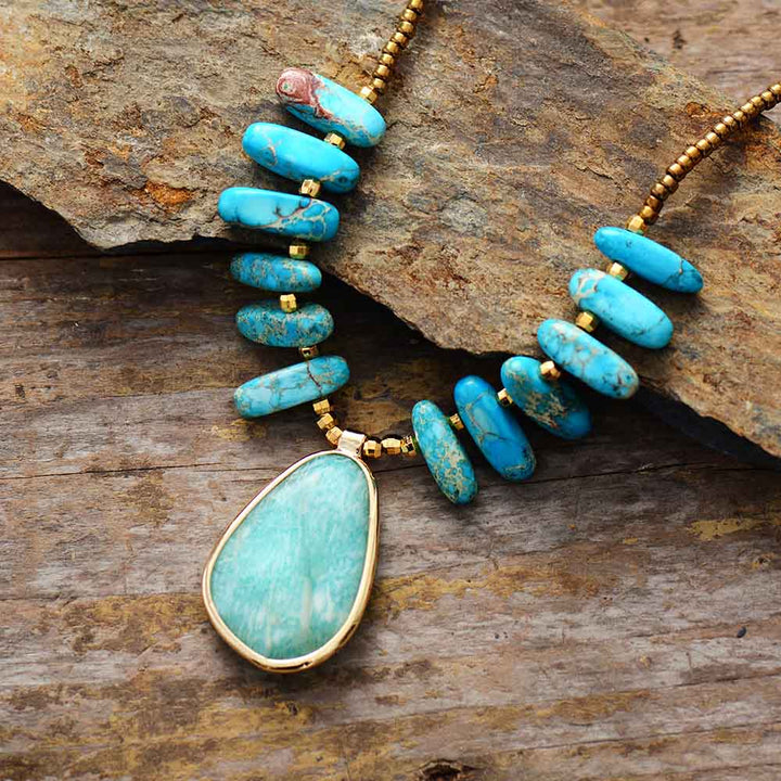 Colar com Pedra Azul Natural