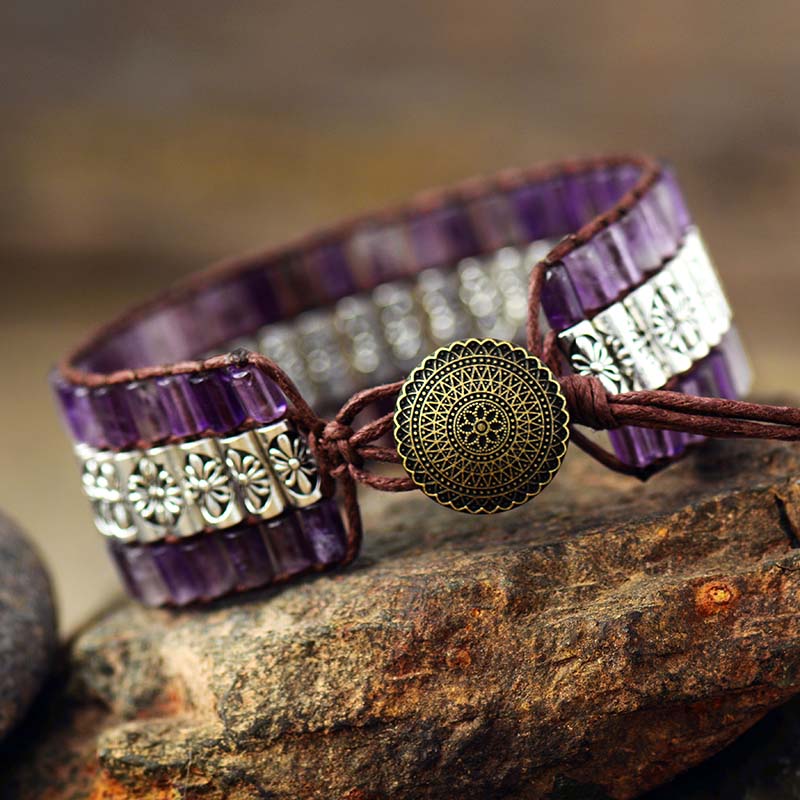 Pulseira Antiga de Ametista Roxa