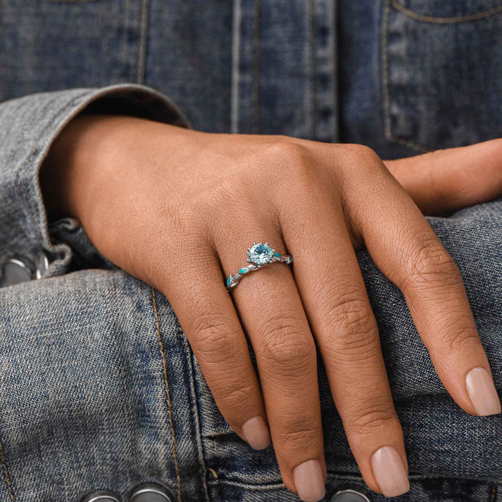 Anel Promise Rose – Água-Marinha