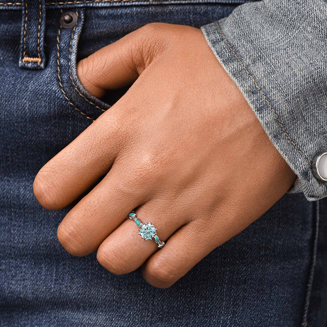 Anel Promise Rose – Água-Marinha