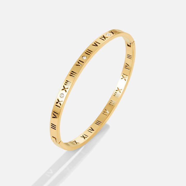 Bracelete Rígida Dourada Romana