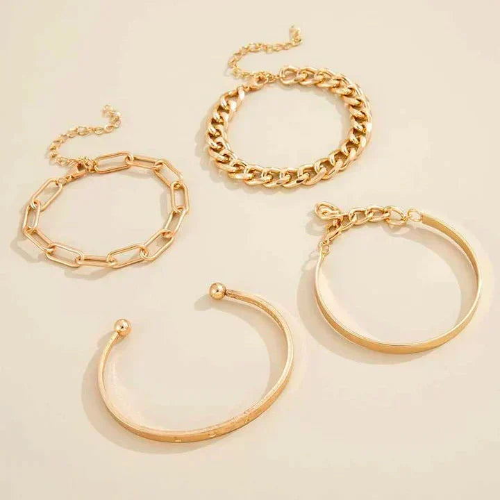 Conjunto de Pulseiras Elan Mercer | Ouro Branco