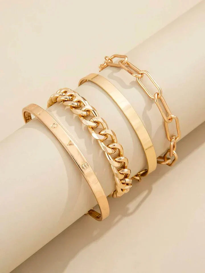 Conjunto de Pulseiras Elan Mercer | Ouro Branco
