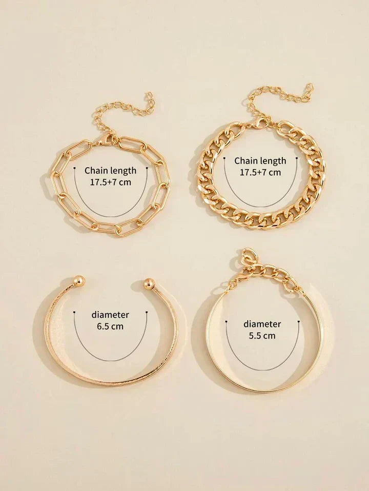 Conjunto de Pulseiras Elan Mercer | Ouro Branco
