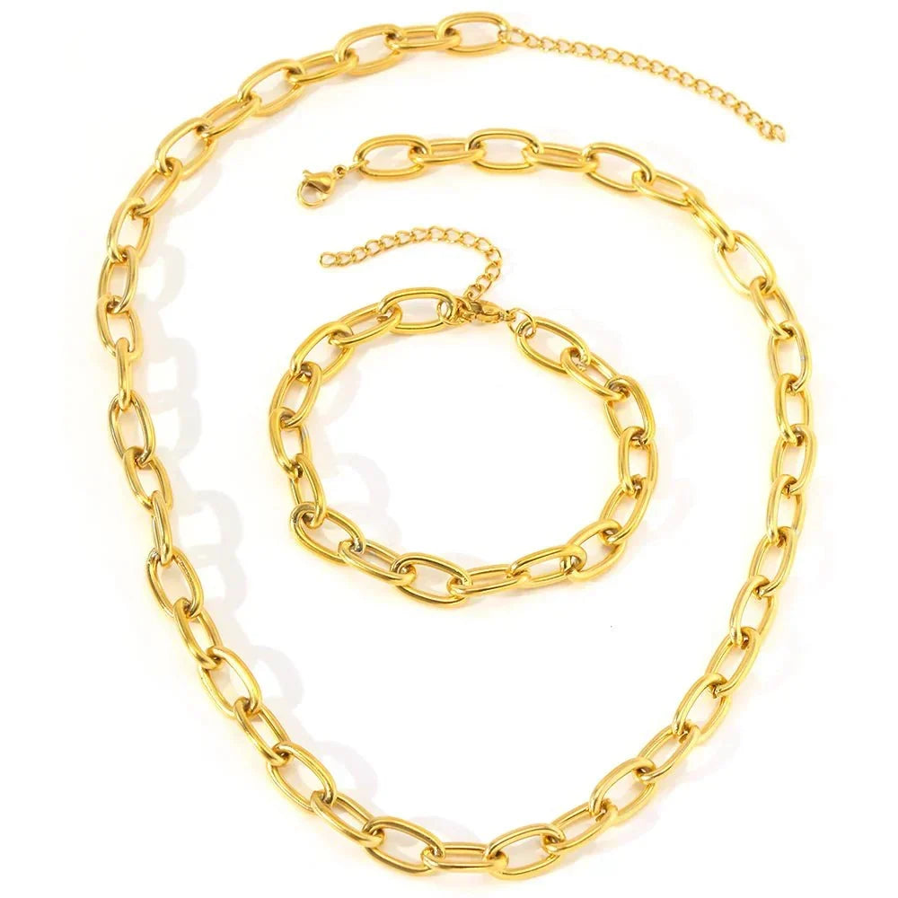 Conjunto de Colar e Pulseira Paperclip
