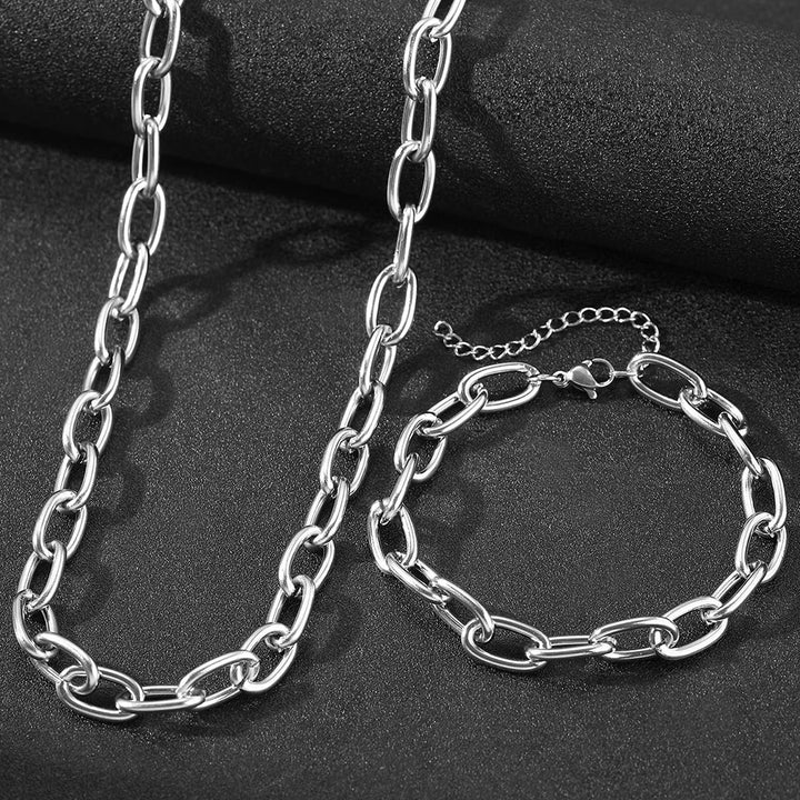 Conjunto de Colar e Pulseira Paperclip