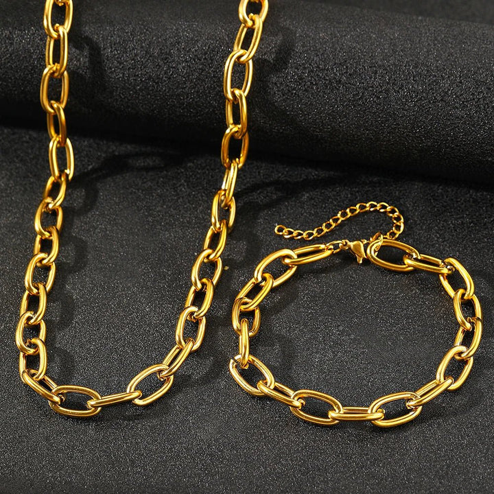 Conjunto de Colar e Pulseira Paperclip