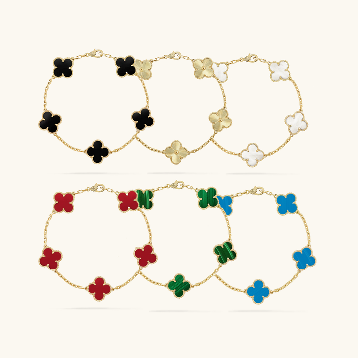 CONJUNTO DE 6 PULSEIRAS COM TREVO DE QUATRO FOLHAS