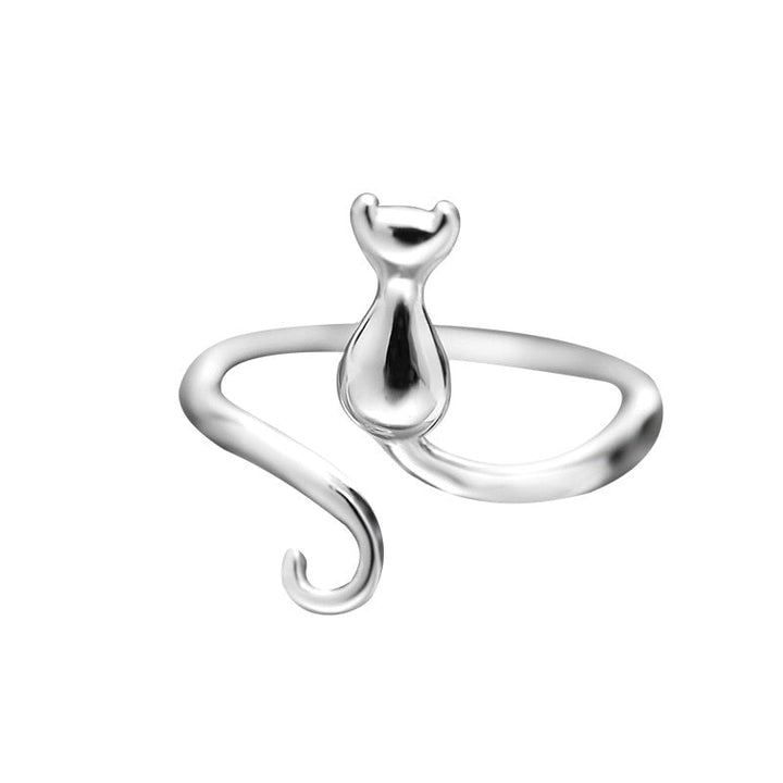 Anel Adorável com Gato em Aço Inoxidável
