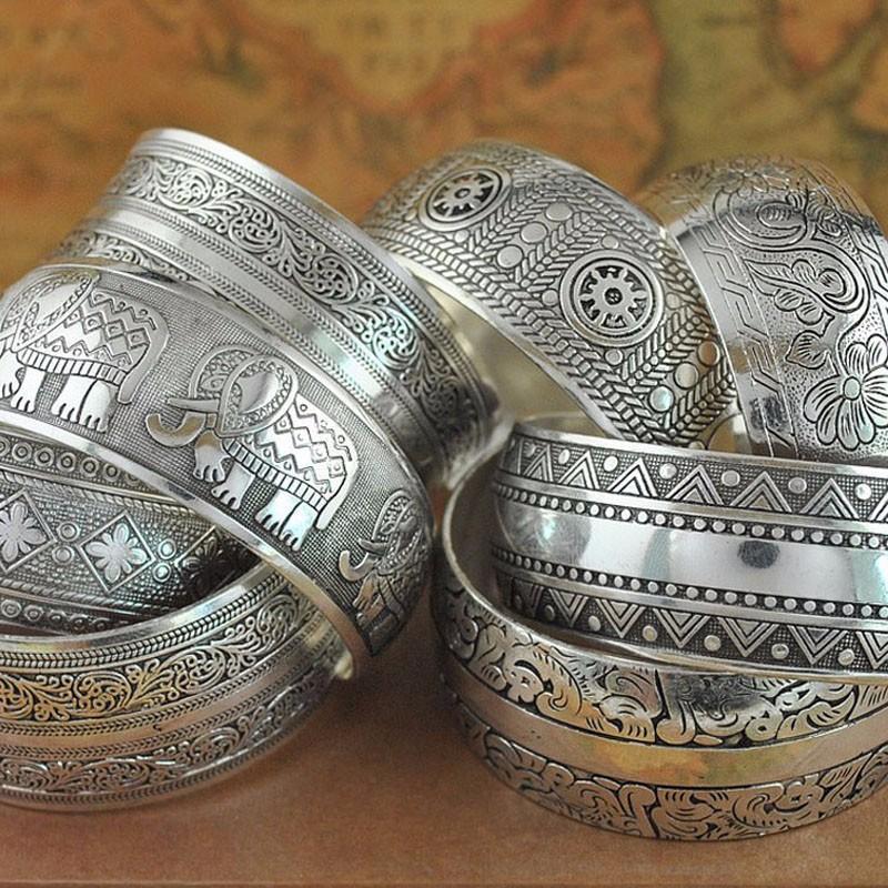 Pulseira Aberta Boho Prateada