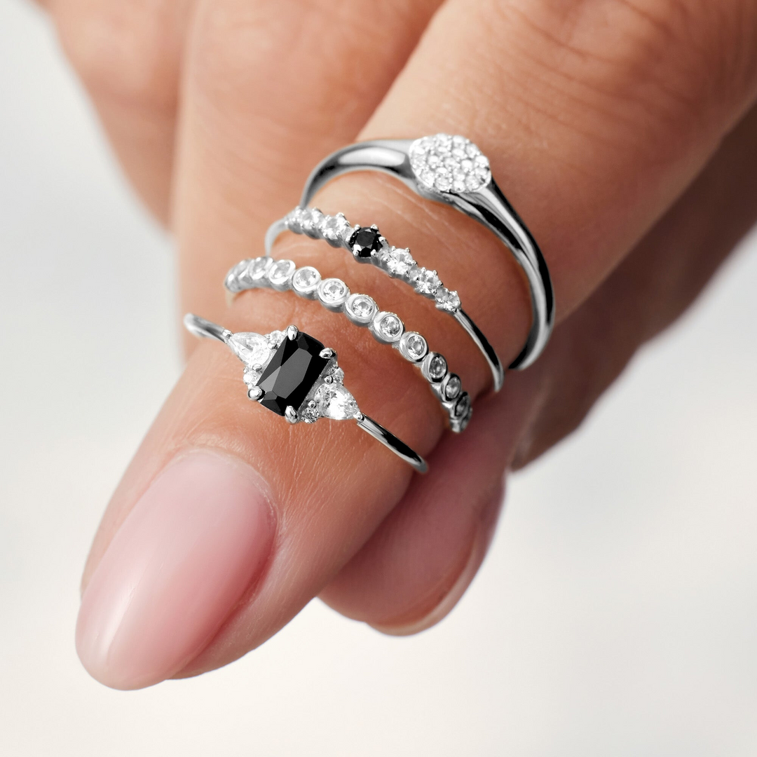 Anel Bubble com Pedrinhas | Ouro Branco