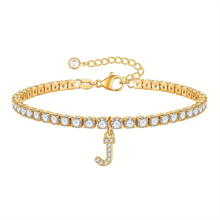 Pulseira Ténis com Inicial Brilhante A–Z
