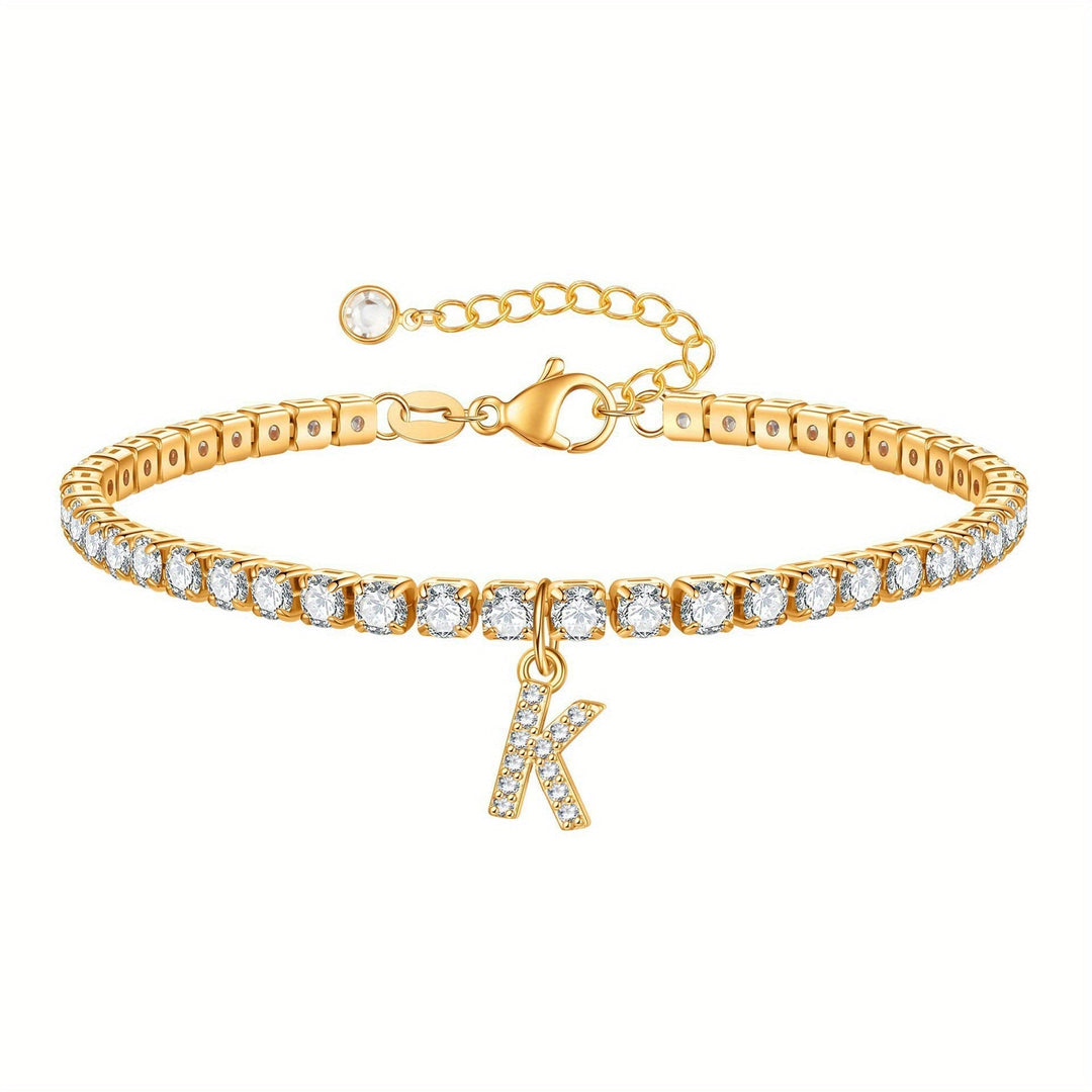 Pulseira Ténis com Inicial Brilhante A–Z