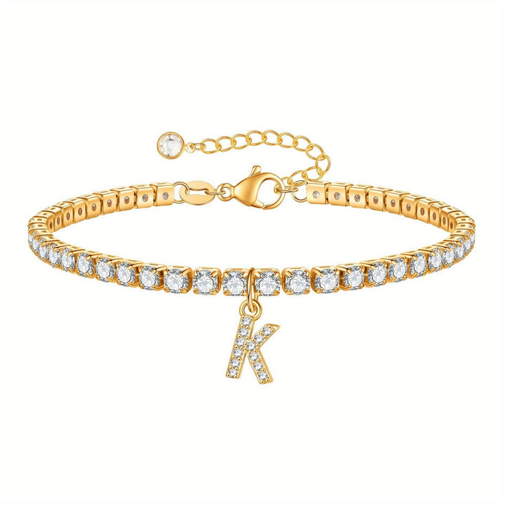 Pulseira Ténis com Inicial Brilhante A–Z