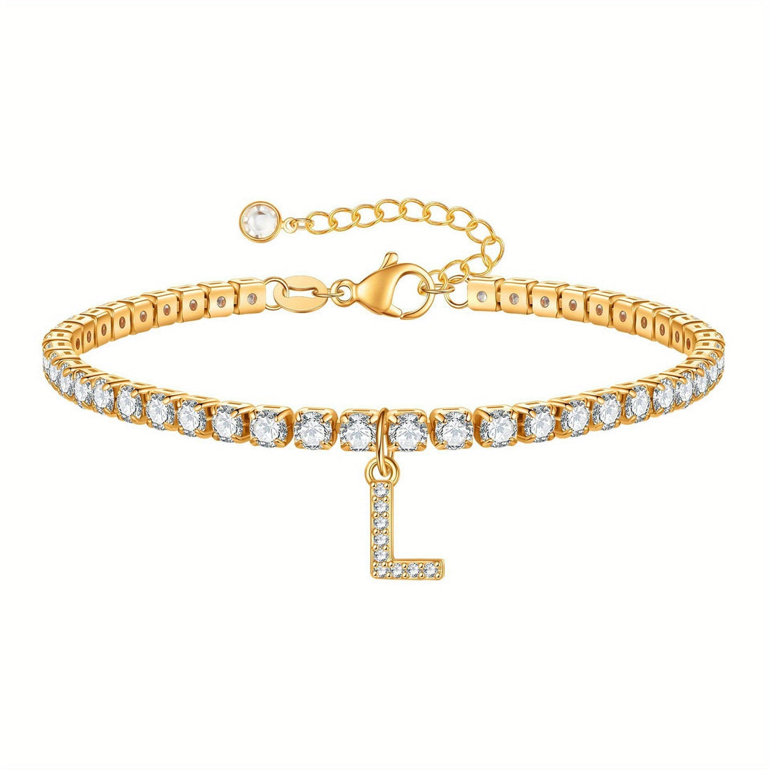 Pulseira Ténis com Inicial Brilhante A–Z