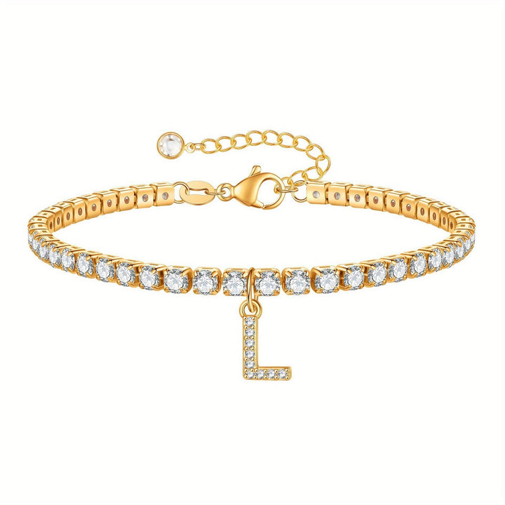 Pulseira Ténis com Inicial Brilhante A–Z