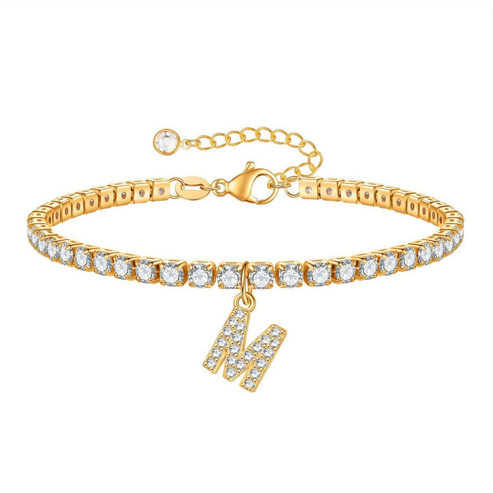 Pulseira Ténis com Inicial Brilhante A–Z