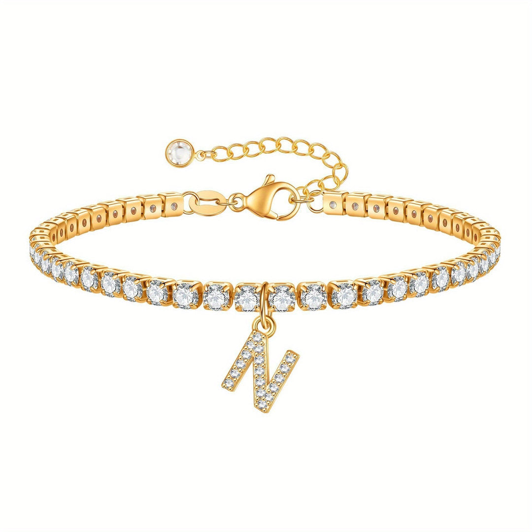 Pulseira Ténis com Inicial Brilhante A–Z