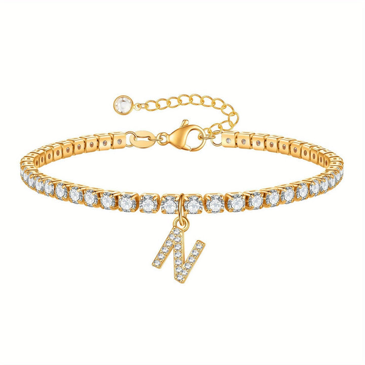 Pulseira Ténis com Inicial Brilhante A–Z