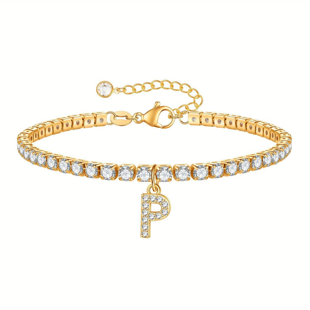 Pulseira Ténis com Inicial Brilhante A–Z