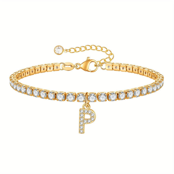 Pulseira Ténis com Inicial Brilhante A–Z
