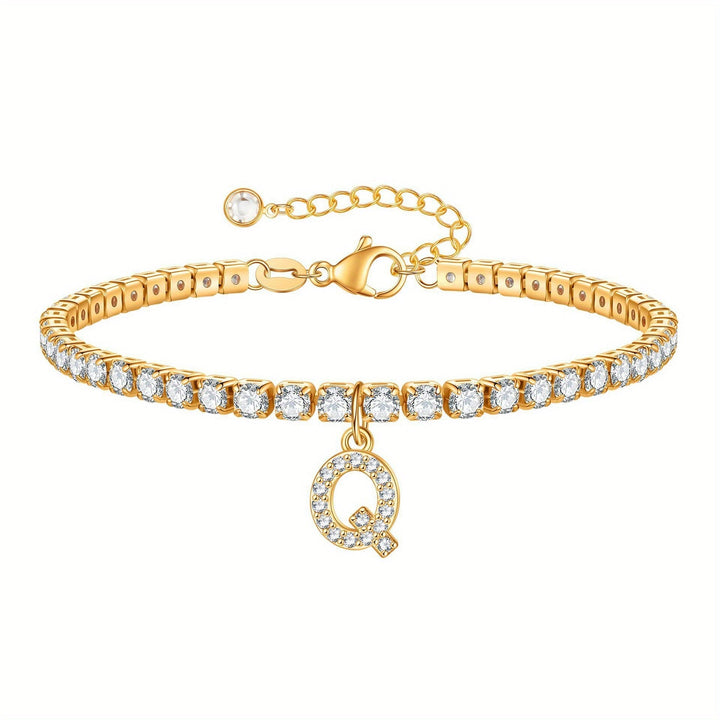 Pulseira Ténis com Inicial Brilhante A–Z