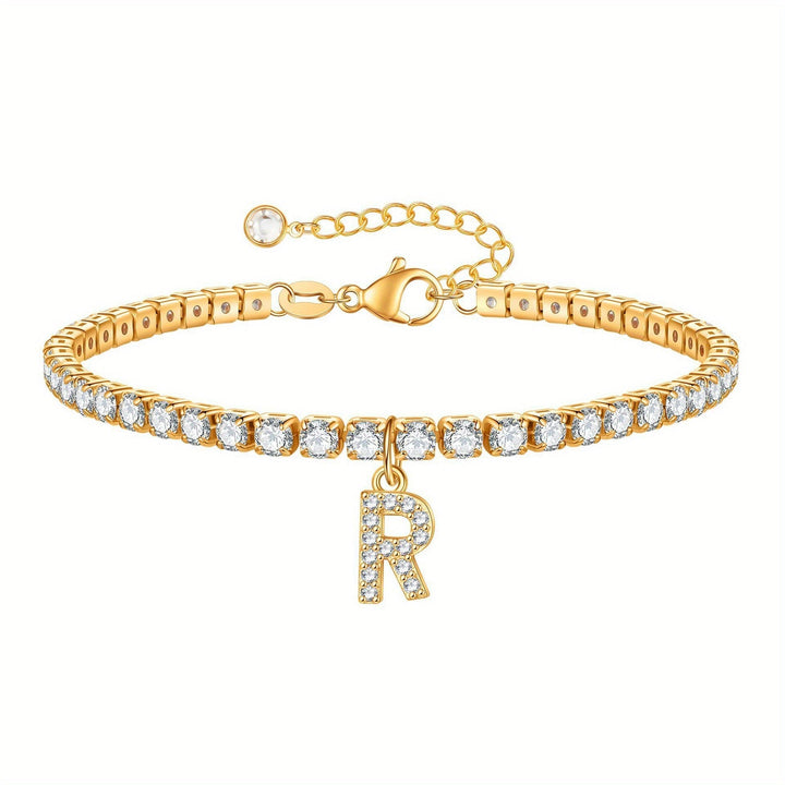 Pulseira Ténis com Inicial Brilhante A–Z