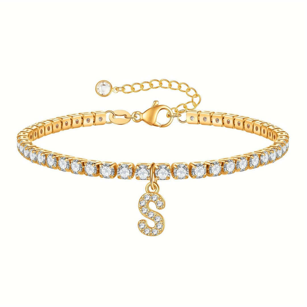 Pulseira Ténis com Inicial Brilhante A–Z