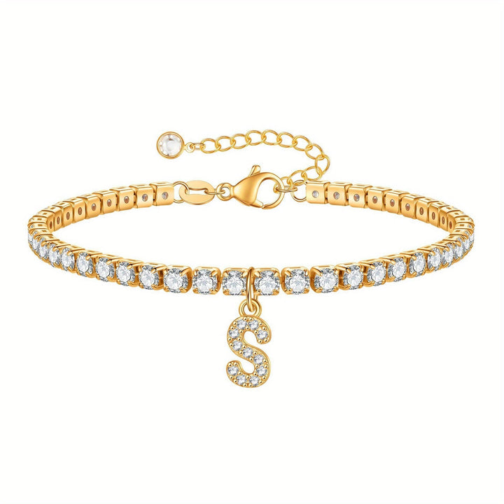 Pulseira Ténis com Inicial Brilhante A–Z