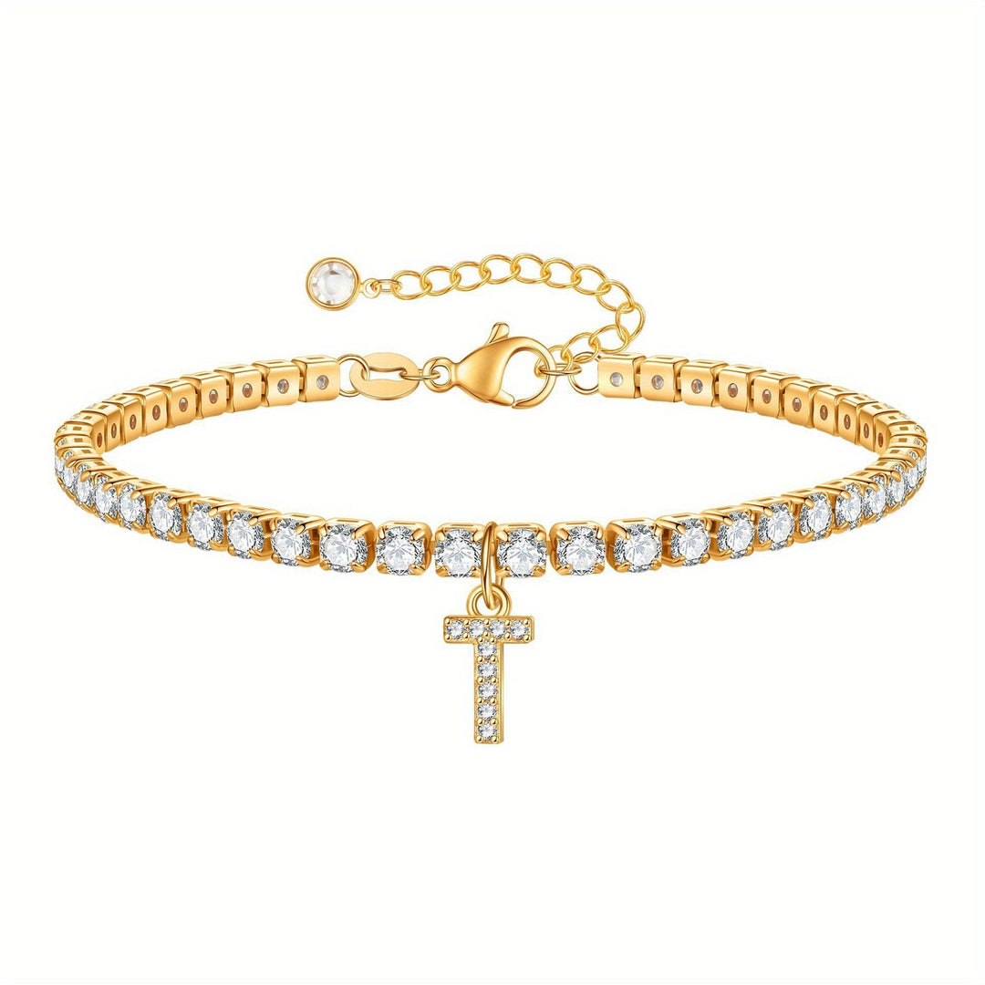Pulseira Ténis com Inicial Brilhante A–Z